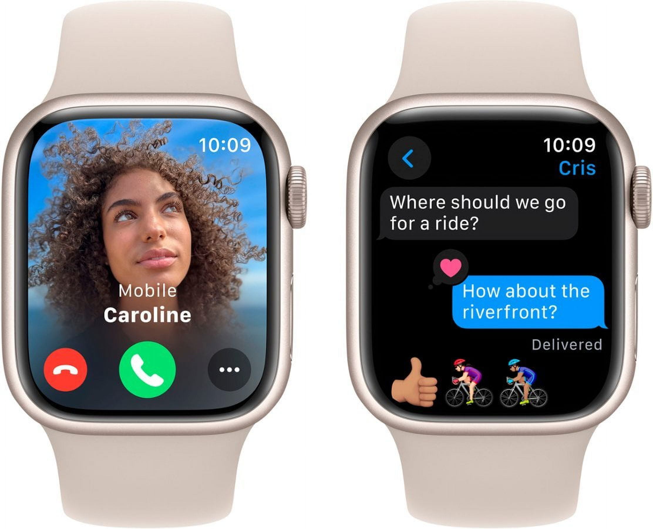Restored Apple Watch Series 9 GPS 45mm Starlight Aluminum Case with Starlight Sport Band - M/L (Refurbished)