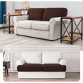 thumbnail image 2 of CHUN YI 2 Piece Stretch Couch Sofa Backrest Cushion Slipcover Checks Spandex Jacquard Fabric (T 2PC, Chocolate), 2 of 6