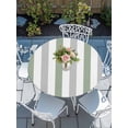 thumbnail image 6 of Sage Green Grey Stripe Round Fitted Tablecloth with Elastic Edge, Waterproof Table Cloth Table Cover for 45"-54" Tables, Modern Farmhouse Vertical Striped Tablecloths for Dining Picnic Indoor Outdoor, 6 of 9