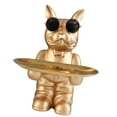 thumbnail image 2 of Dog Sculpture Dog Statue Sundries Storage Animal Figurine Desk Organizer for Tabletop Living Room Decoration Golden, 2 of 7