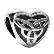 Queenberry Sterling Silver Triquetra Heart European Bead Charm Fits Pandora