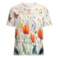 thumbnail image 5 of Watercolor Wildflowers T Shirts Basic T-Shirt Short Sleeve Ladies Tee Shirt Summer Graphic Clothing, 5 of 6