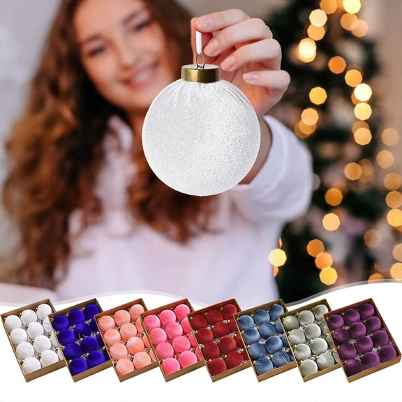 AYktou 12 Pcs Christmas Balls Ornaments, 3.1 Inch Velvet Christmas Balls Elegant Bright-Colored Hanging Balls, Christmas Tree Decoration Christmas Gift Set Xmas Tree Decor Birthday Pendant
