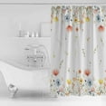 thumbnail image 2 of Shower Curtain Bathroom Set Farms Pink Blue Poppy Flowers Waterproof Fabric Shower Curtains with Grommets&Hooks Country Floral Art Privacy Bath Curtain for Bathtub 48x72in, 2 of 7