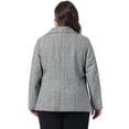 thumbnail image 4 of DARING DIVA Women's Plus Plaid Notched Lapel Business Blazer Jackets Black White 3X, 4 of 6