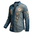 thumbnail image 2 of Yaoyar Men's Bohemian Floral Print Button Down Shirts, Loose Lapel Long Sleeve Vintage Beach Holiday Shirts, 2 of 5
