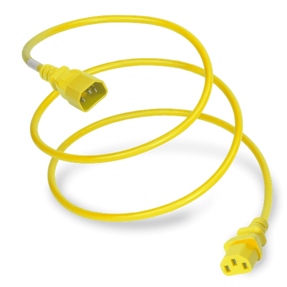 World Cord Sets 1.5 Foot IEC 60320 C14 to C13 PDU Style Light Duty 10 Amp Power Cable (Yellow)