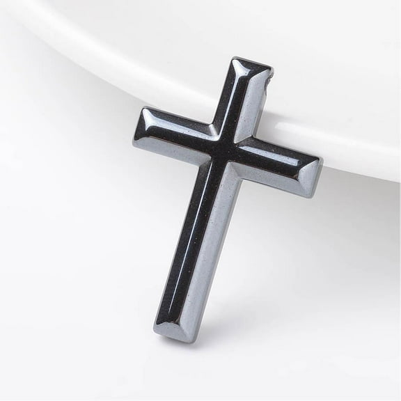 10pc Non-Magnetic Synthetic Hematite Pendants Cross 33x22x5mm Hole: 1.5mm