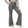 thumbnail image 5 of XAOFW Girls Back To School Flared Pants Casual Solid Color Relaxed Fit Wide Leg Trousers For Kids Everyday Wear Soft Bottom 7-8 Years, 5 of 7