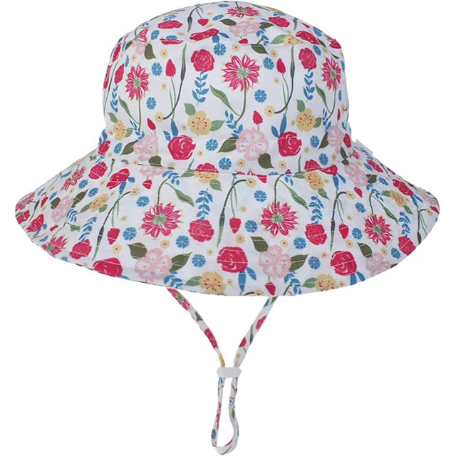 LinYooLi Wide Brim Bucket Hat for Kids Spring Summer Outdoor Sun Protection Headwear Baby Boy Windproof Rope Fisherman Hat