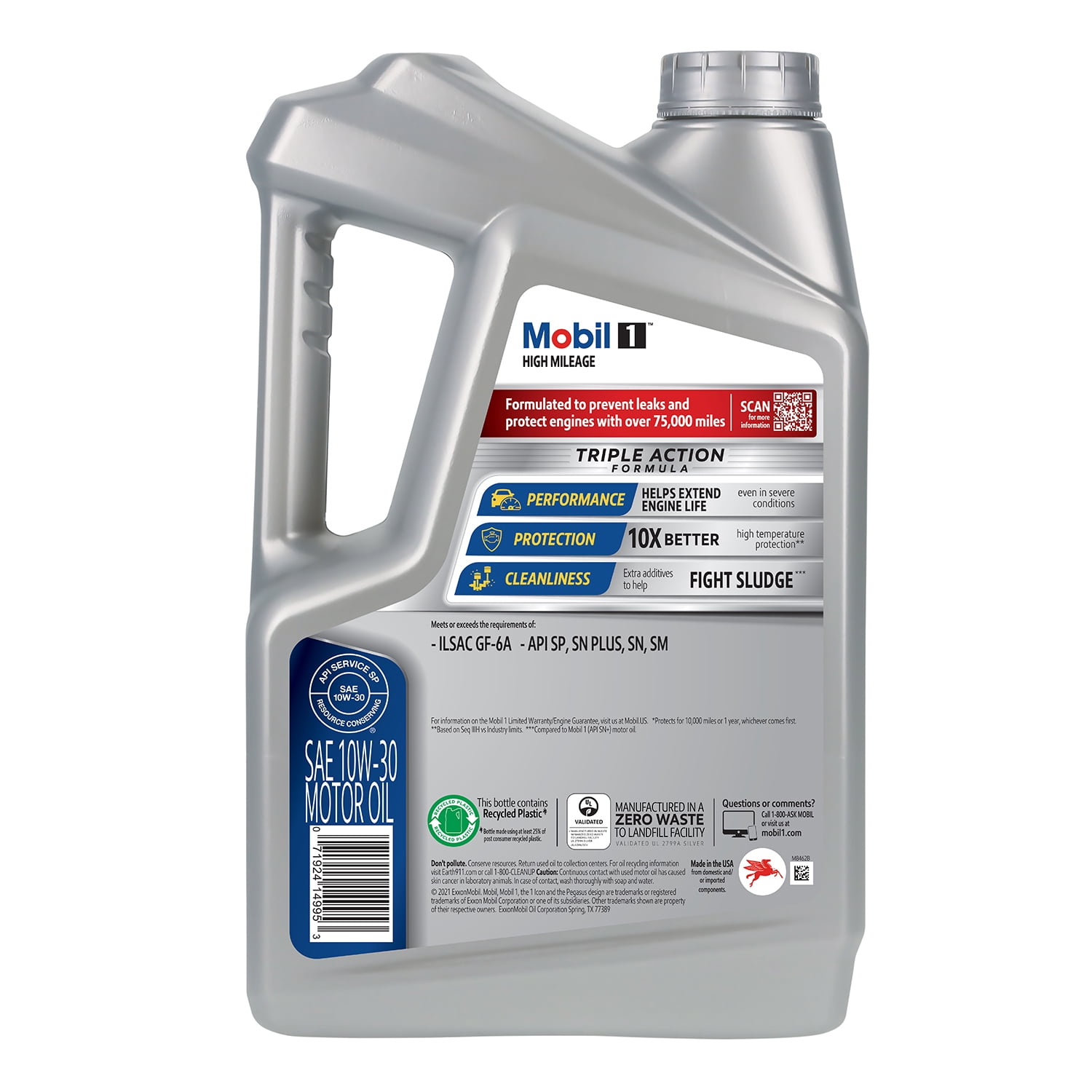 Mobil 1 High Mileage Full Synthetic Motor Oil 10W-30, 5 qt (3 Pack) - 3