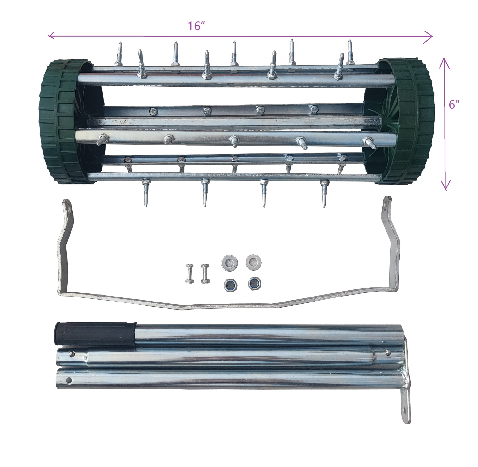 Heavy Duty Rolling Lawn Aerator, Garden Yard Rotary Push Tine Spike Soil Aeration