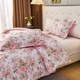 thumbnail image 6 of Koniroom Pink Floral Comforter Set Twin Size – Soft Vintage Rose Print, 2-Piece Reversible Flower Bedding for Teen Girls and Women, 6 of 8