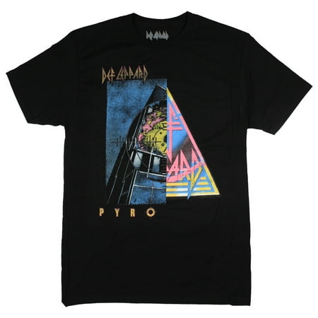 Def Leppard T Shirt Distressed Pyromania And Original Logo Half And Half Design Tee - Big And Tall