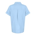 thumbnail image 5 of YDDIAN Summer Work Tops for Women Fashion Button Up Loose Fit Collared Shirts V Neck Short Sleeve Cute Casual Tops Sky Blue 4XL, 5 of 5
