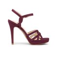 thumbnail image 3 of BLISSFUL STEP Women's Strappy Platform Slingback Stiletto Heels Sandals Burgundy 7, 3 of 7
