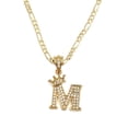 thumbnail image 1 of Cadena y dije de brillos con corona de oro laminado letra M, 1 of 8