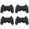 Bonacell Wireless Controller Compatible with PS3 Controller with Upgraded Joystick Rechargerable Battery Motion Control Double Shock Black 4 Packs