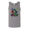 thumbnail image 2 of Cool Rainbow Neon Trippy Jungle Tiger Eyes Animal Lover Mens Graphic Tank Top, Heather Grey, 2XL, 2 of 3