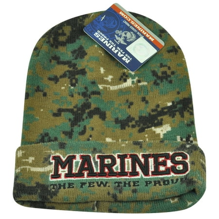 US Marines Corps The Few Proud Digital Camo Military Cuffed War Beanie Knit Hat