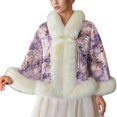 thumbnail image 4 of Tiweut Women Fashion Sequins Faux Fur Wraps Shawls Stoles Cape for Prom Evening Party dress Outwear Coat,Purple,One Size, 4 of 4