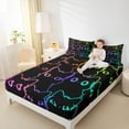 thumbnail image 4 of jejeloiu Neon Cartoon Kitten Bed Sheets,Gradient Line Cute Cat King Sheets,Kawaii Animal Sheet Set For Girls Teens,Ultra Soft Home Decor,4pcs, 4 of 7