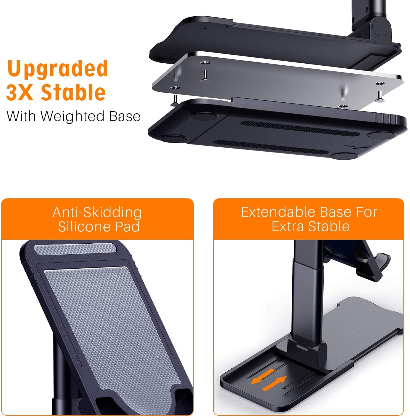 Adjustable Cell Phone Stand Foldable, Extendable & Stable - LOUDER