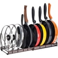 thumbnail image 1 of Pot Lid Organizer, Stainless Steel Multipurpose Uses Rack with Non-Slip Design, Adjustable Length from 12 to 23 Inches, Accommodates Diverse Cookware and Utensils, 1 of 5
