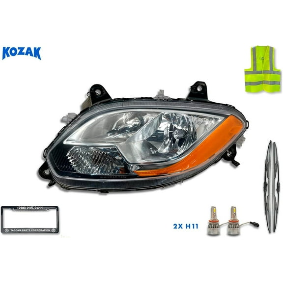KOZAK Halogen Headlight Headlamp Chrome Left Driver Side Compatible with International LT625