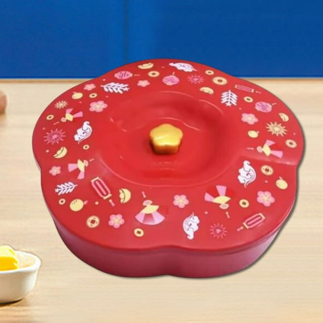 Bandeja para servir dividida con tapa, cuenco para servir aperitivos, bandeja para aperitivos, bandeja para aperitivos para fiestas, cocina, Rojo