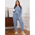 thumbnail image 2 of SHOWMALL Women's Plus Size 2 Piece Lounge Set Long Sleeve Top and Drawstring Jogger Pants Sweatsuit with Pockets, 2 of 8
