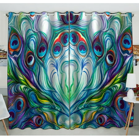 Gckg Peacock Window Curtain Flawless Peacock Feathers Grommet