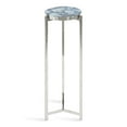 thumbnail image 4 of Kate and Laurel Aguilar Modern Round Drink Table, 9 x 9 x 23, Blue and Silver, Small Accent Table for Use as Plant Pedestal Stand with Agate Stone Tabletop, 4 of 8
