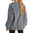 thumbnail image 4 of Women Oversized Sweatshirts Hoodie Fleece Crew Neck Long Sleeve Sweaters Comfy Fall Fashion Outfits Dark Grey L, 4 of 9