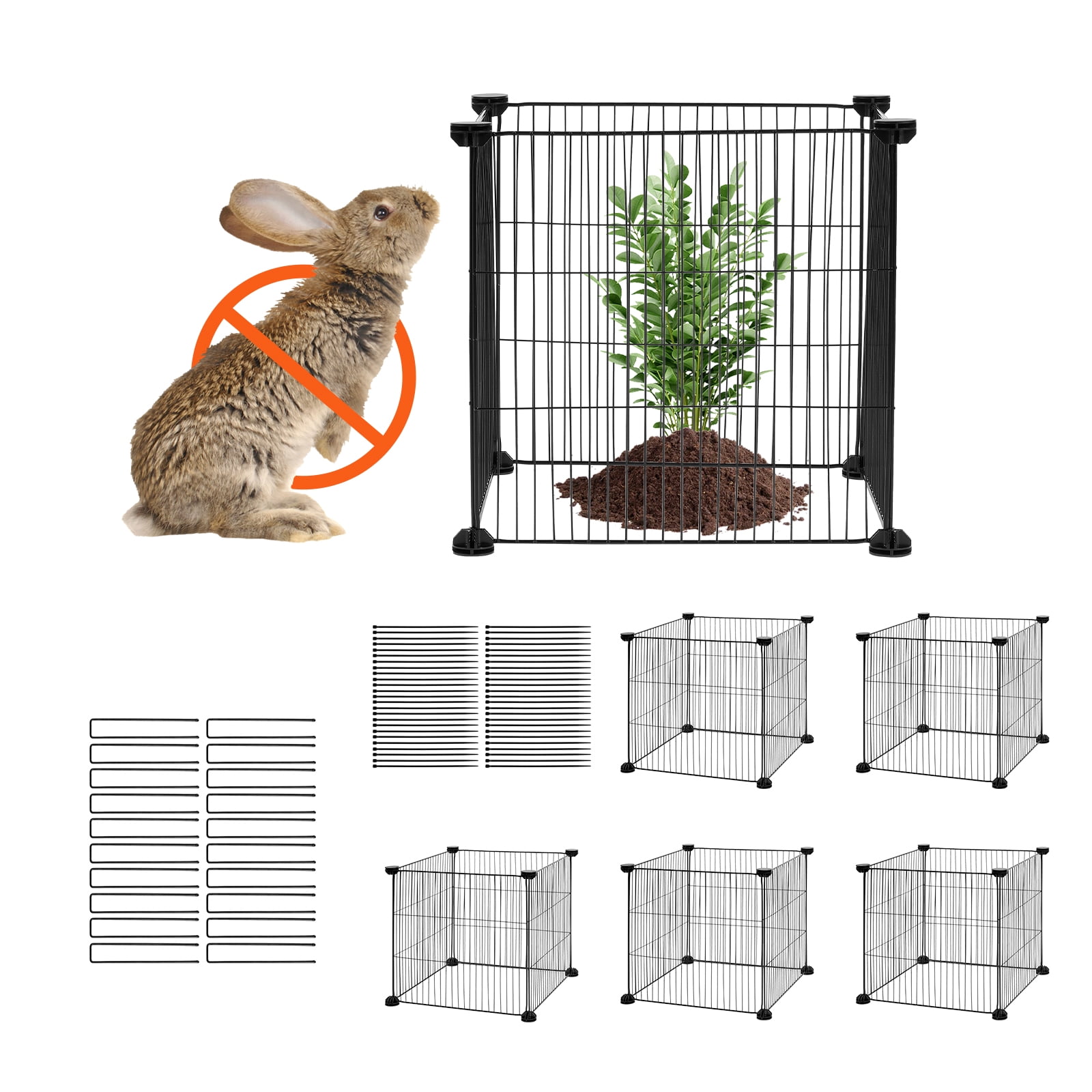 VEVOR 5 pack Plant Protector from Animals, 15.35'' x 15.35'' Chicken Wire Plant Protector, Plant Cages for Outdoor Plants, Flowers & Vegetables, Keeps Bunny Chicken Squirrels Out, 20pcs Metal Mesh