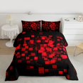 thumbnail image 2 of Homewish Black Red Honeycomb Queen Comforter Set, Chic Rectangle Square Bedding Sets, Teens Kids Boys Girls Reversible Bedding Comforter Set, Ultra Soft Bedroom Decor, 3 Pieces, 2 of 8