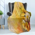 thumbnail image 4 of Yellow Flower Soft Flannel Fleece Blanket, Oil Painting Style Bouquet of Rose Daisy Gerbera Flowers Grunge Display, Cozy Plush for Indoor and Outdoor Use, 50" x 70", Mustard Orange, by Ambesonne, 4 of 5