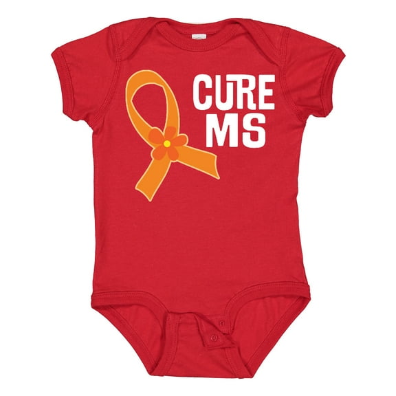 Inktastic Multiple Sclerosis Cure MS Orange Ribbon Girls Baby Bodysuit