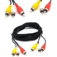 thumbnail image 1 of Cable compuesto de audio/video RCA de 3 metros (10 pies) para DVD/VCR/SAT, conectores amarillos/blancos/rojos, 3 machos a 3 machos., 1 of 5