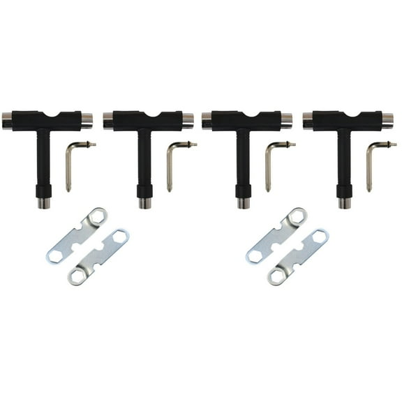 MEIBUTYUP 8-Piece Black Skateboard Tool Kit with Multi-Functional L-Shaped Wrenches for Skateboard Maintenance