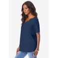 thumbnail image 3 of Roaman's Women's Plus Size Ultimate Scalloped Scoop Neck Tee, 3 of 4