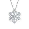 thumbnail image 3 of Bling Jewelry Womens Holiday Party Snowflake Pendant Necklace & Earrings Set Clear CZ Sterling Silver, 3 of 8