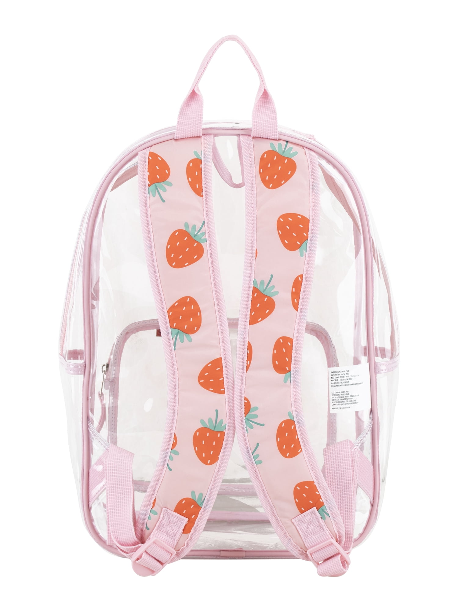 Eastsport Unisex 16" Success Clear Backpack Bundle with Padded Laptop Sleeve, Strawberry Dream