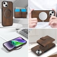 thumbnail image 5 of for iPhone 13 Wallet Case, 2-in-1 Magnetic Detachable Card Holder, PU Leather + TPU Shockproof Kickstand Phone Cover, Magnetic Clasp Card Slots Back Case for iPhone 13, Brown, 5 of 6