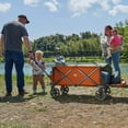 thumbnail image 5 of Timber Ridge 49" Extra Long Collapsible Folding Wagon with Tailgate and Brakes, 300lbs Heavy Duty Foldable Wagon with Adjustable Handle, 250L Capacity Portable Cart for Outdoor Camping Sports, Blue, 5 of 18