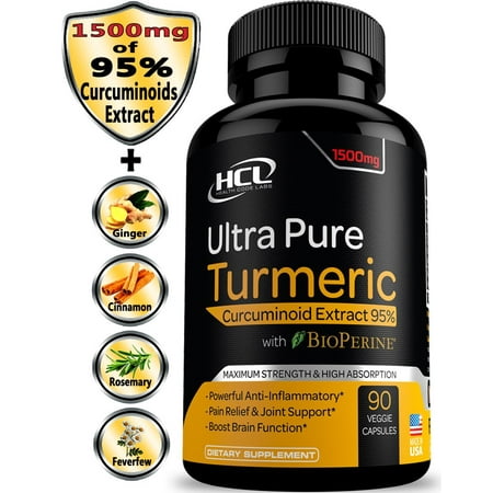 Turmeric Curcumin Supplement 19X Stronger -1500 mg of 95% Curcuminoids Extract Capsules - Pure Turmeric with BioPerine Ginger Cinnamon â?? Best Anti-Inflammatory Joint Support Antioxidant Powder