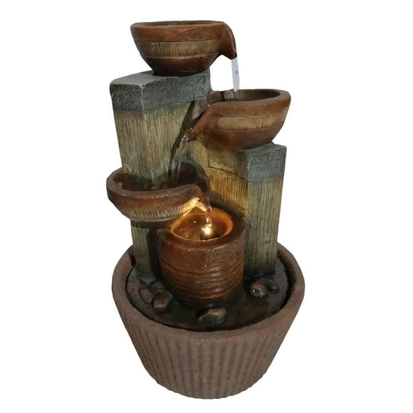 Angelo Décor Fontaine de terrasse Tazze de 44 cm avec pompe écoénergétique et éclairage DEL