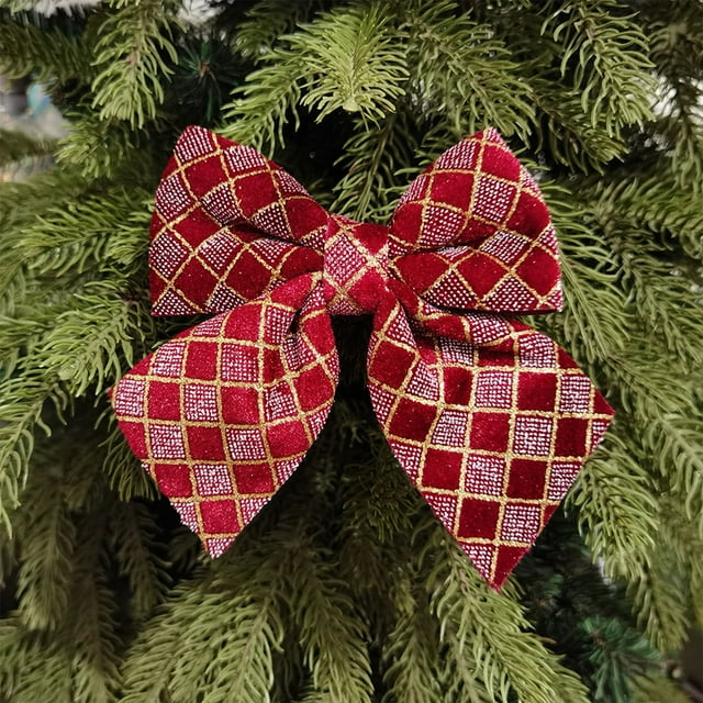 DIANWUDG Christmas Tree Bow Pendant Velvet Bow Decoration Suitable For Store Shopping Mall Window Background Wall Decorations