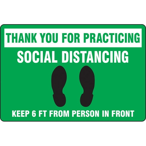 Accuform Social Distancing Floor Sign "Thank You for Practicing Social Distancing", Green, PSR300