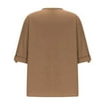 thumbnail image 5 of RYRJJ Summer Tops for Women Short Sleeve V Neck Cotton Linen Tunic Loose T Shirts Plus Size Casual Dressy Blouse(Brown,XL), 5 of 6